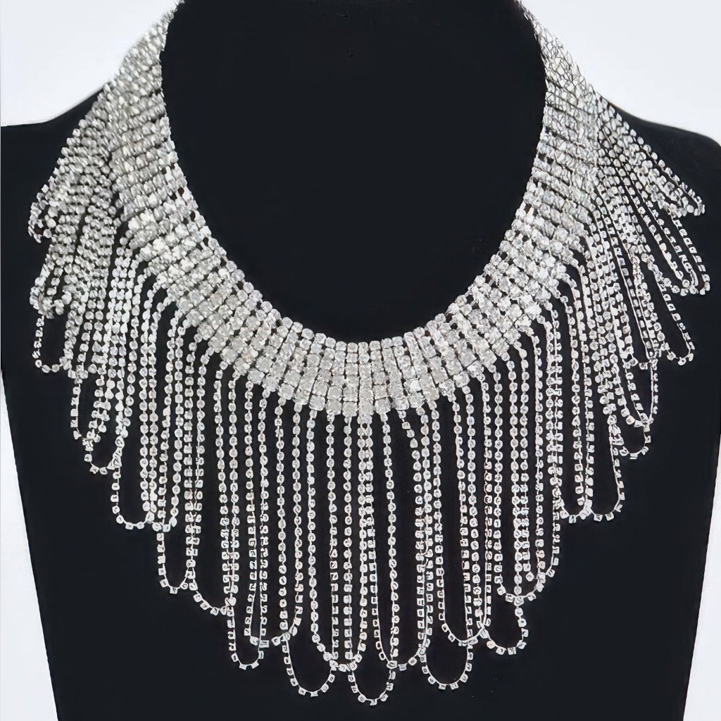 Rhinestone Fringe Necklace